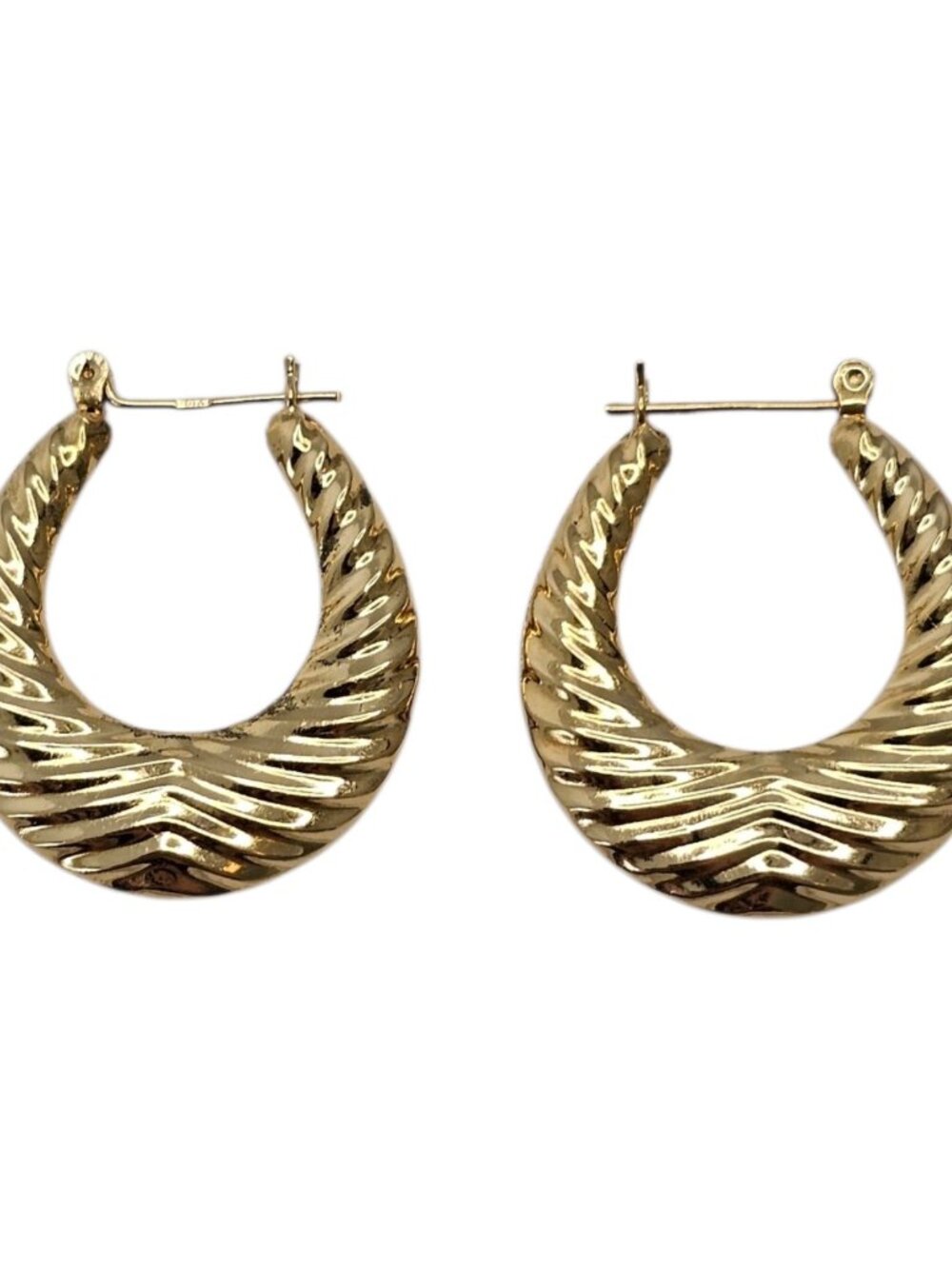 14K Yellow Gold Shrimp Hoop Earrings #25724